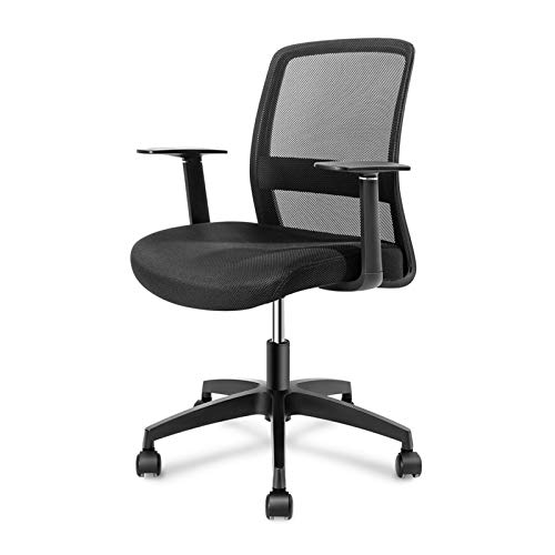 Silla de escritorio con respaldo alto Silla de escritorio de oficina - Silla de oficina ergonómica giratoria de malla negra con respaldo medio y brazos en T - Silla giratoria ajustable con soporte lum