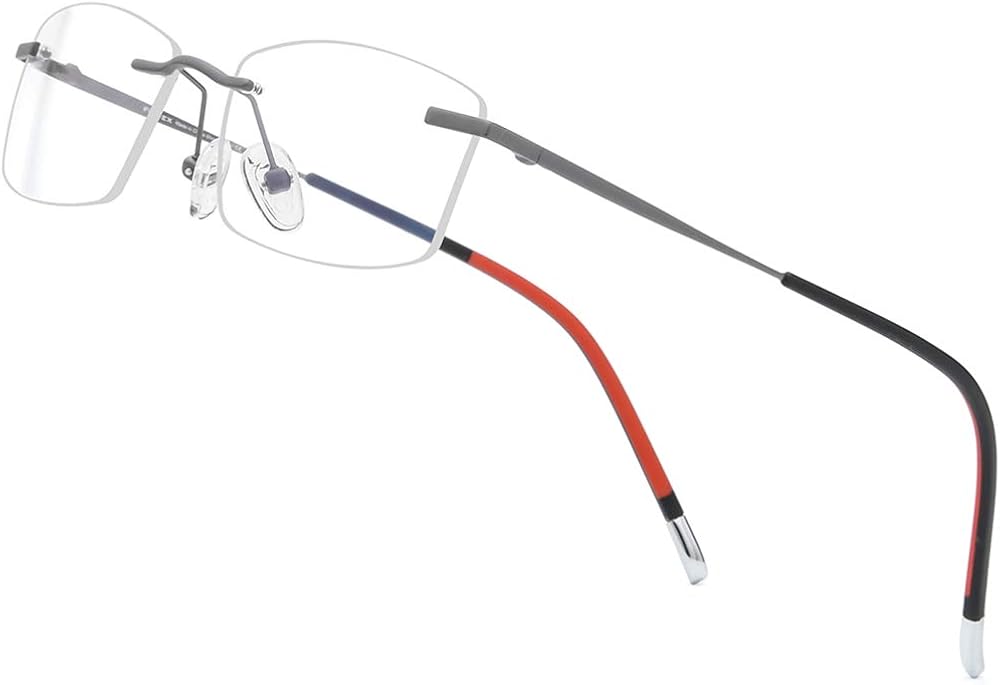 FONEX Gafas de titanio para hombre, sin montura cuadrada, sin marco, lentes ópticos de miopía sin marco 9203, Titanio