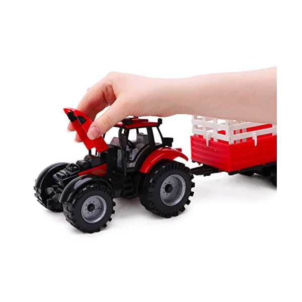 Toyland® Reibungsbetriebener Traktor mit Anhänger - rot - Boys Farm Toys – Bild 3
