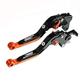  CNC Palancas de Embrague de Freno Extensibles Plegables para 790 Adventure R S 2019 Negro+Naranja