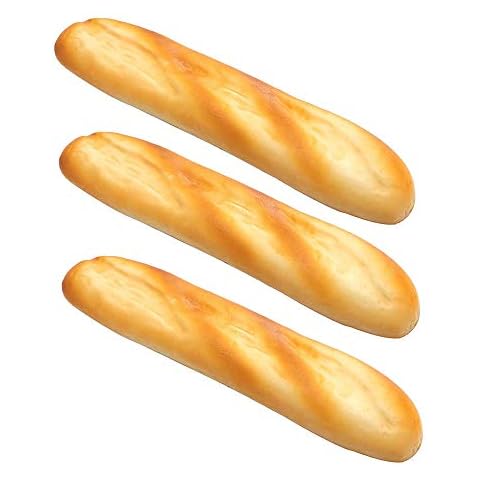 HSDCK 3 Pcs Fake Bread Long Loaf of Bread Artificial French Baguettes Decor Display Props Kitchen Toy Decoration Food Model Cover