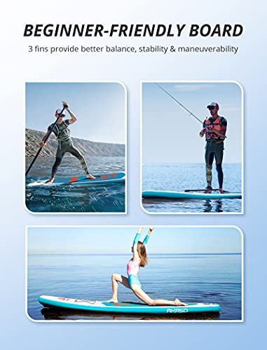 Miniatura 5 de Sup Tabla Paddle Surf Hinchable - Akaso Stand Up Paddle Board De 305x81x15 Cm Capacidad 150kg, Kit Completo De Surf Isup Para Adultos Adolescente, Verde, Io01-Gn
