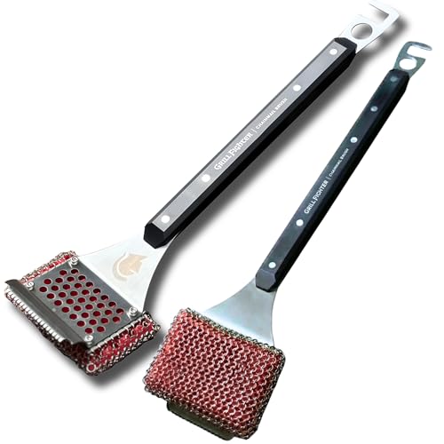 GrillFighter Grill Brush |Stainless Steel Bristle-Free BBQ Grill Cleaner | Steam Cleaning for Cast Iron & Stainless Steel Grates | Judged Best Grill Brush | Dishwasher Safe
