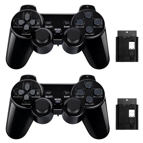 BLUE LAKE Performance 2 Pack Wireless Controller Gamepad Twin Shock for PS-2/PC/win7-10