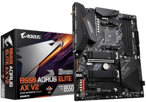 GIGABYTE B550 AORUS Elite AX V2 AMD AM4 ATX Motherboard, Supports Ryzen 5000/4000/3000 Processors, DDR4, 12+2 Power Phase, 2X M.2, PCIe 4.0, Front USB-C, WIFI6, 2.5 GbE LAN, Q-Flash Plus, RGB Fusion