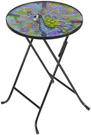 Folding Drinks Table Peacock Design