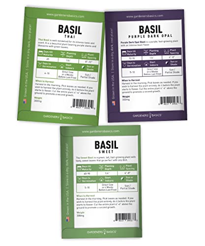 Gardeners Basics, Basil Seeds for Planting Home Garden Herbs - 5 Variety Herb Pack Thai, Lemon, Cinnamon, Sweet and Dark Opal Basil Seeds Herb Seeds for Indoors, Outdoors, Hydroponics & Aquaponic - Image 6