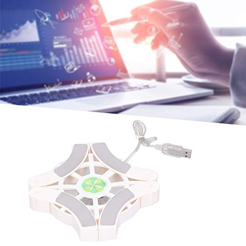 Laptop Cooler Cooling Pad Wisoqu DRS04 con Doble Ventilador, Luz LED Azul y 12 Almohadillas Antideslizantes, Blanco miniatura 5