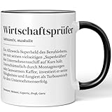 JUNIWORDS Keramiktasse, Definition Wirtschaftsprüfer, Schwarz, 330 ml