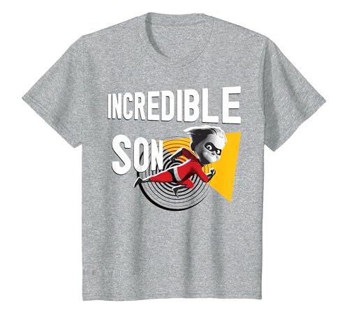 Image of Disney Pixar Incredibles 2 Dash Incredible Son Portrait T-Shirt, Youth, Heather Grey, Medium