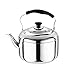 Fablcrew Bouilloire Sifflante en Inox 4L Poignée Noir,Bouilloire Acier Inoxydable Sifflante épaissie Bouilloire Domestique Gaz Gazinière pour Café, Thé, Expresso, Lait - Argent