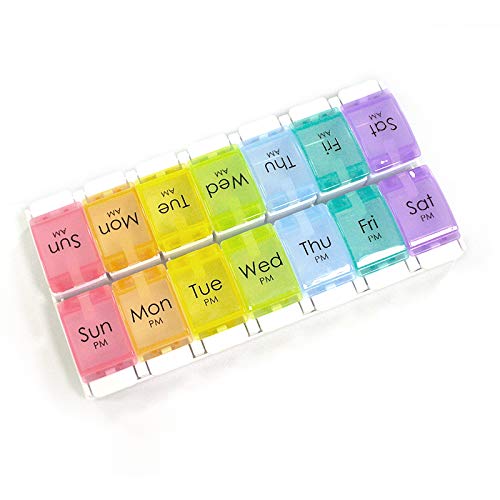 Renoir Weekly 7-Day AM-PM Push Button Pill Organizer Planner- Arthritis Friendly