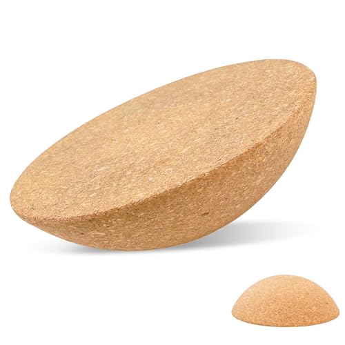 Tabla de equilibrio semiesfera, semiesfera de corcho, 30 x 10 cm, antideslizante, entrenador de equilibrio de corcho natural para entrenamiento de equilibrio, fitness, pilates, deportes de tabla