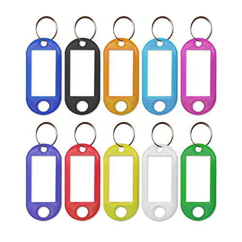 TELITE 25 Pcs Key Tags with Labels 10 Colors Key Fobs with Split Rings for Keys Key Rings with Tags for Luggage Pet Name and Office Key Labels Writable Paper Card Stick Tags Brand