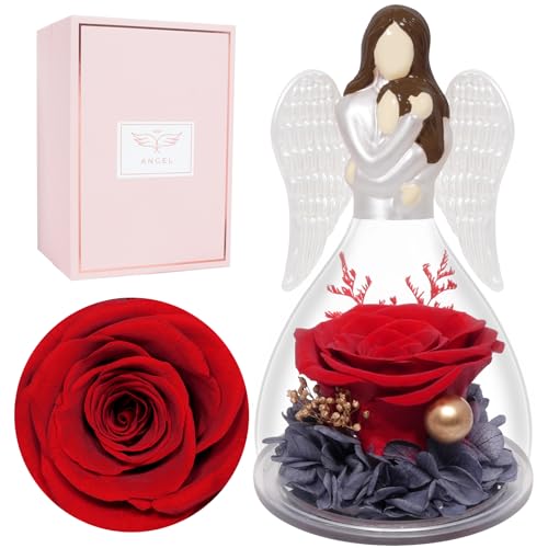 Miofula Regalo Dia de la Madre,Rosa Eterna Ángel Regalos Originales para Madres Hija,Flores Preservadas Naturales Regalo Cumpleaños Madre Mama,Flor Eterna Regalos Mujer Madre Abuela Día de la Madre