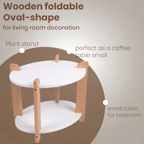 Image of Modern Oval Side Table, Home Decor for Living Room, Bed Side Tables for Bed Room, stools for Home, Furniture for Home, 2-Tier White Shelves