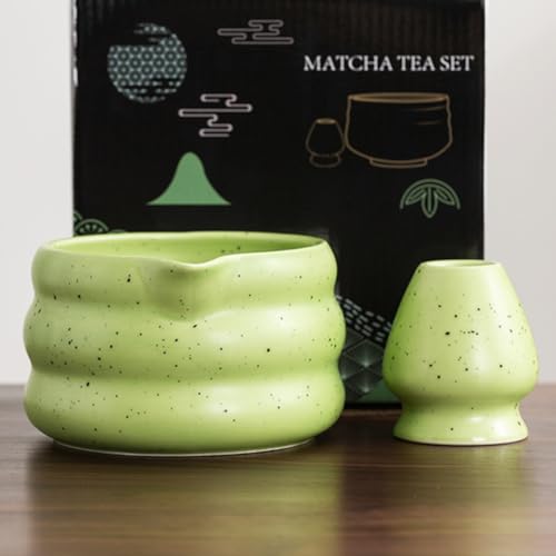 Juego de té matcha de cerámica elegante con acabado texturizado 8