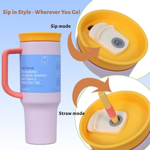 Image of 1200ml Stainless Steel Tumbler with Lid & Straw - Vacuum Insulated Travel Cup - Hot & Cold Drinks Up to 12 Hours - Spill-Resistant, Durable Mug for Gym, Office, Commute (Misty Rose)
