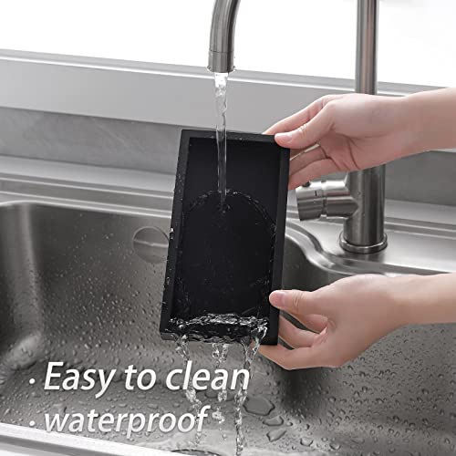 Heagoale Small Silicone Bathroom Vanity Tray Rectangle Soap And Sponge Holder Kitchen Sink Organizer For Scrubber, Lotion Bottles, Perfume, Jewelry, Candle, Key Trinket Ring, Black #TOP5