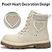 TZJS Girls Boots,Girl Zipper Lace Up Outdoor Water Resistant Comfort Work Boots Kids Fashion Booties for Little Kid（Beige,2）