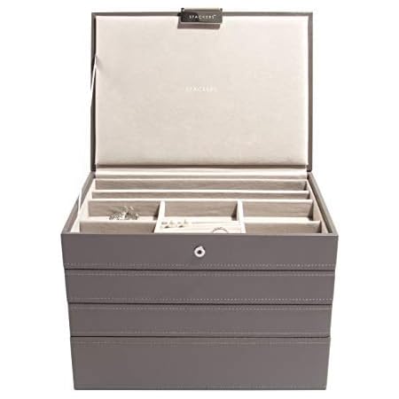 Boîte à Bijoux Stackers Lot De 2 - Rose Pâle, Velours Gris Boîte à Bijoux Stackers Lot De 2 - Rose Pâle, Velours Gris