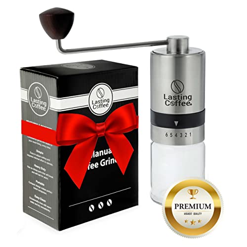 Lasting Coffee Manual Coffee Grinder With Stainless Steel Burr | Premium Conical Whole Bean Hand Mill With Adjustable Settings | Portable Hand Crank Grinder #TOP6