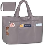 HUANLANG Large Beach Tote Bags for Women Men,Big Beach Bag with Zipper Wet Pocket,Extra Large Tote Bag for Travel Pool