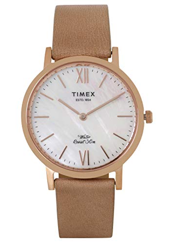 TIMEX Empera Analog Watch for Women with Mother of Pearl Round Dial & Nude Leather Strap Band Water Resistant Women's Wrist Watches - TWEL12604