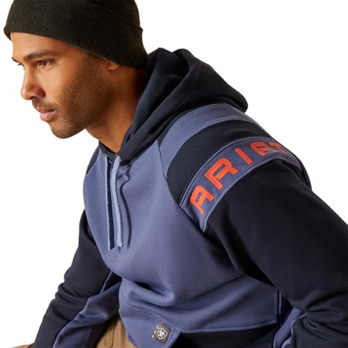 Image of Ariat Men's Rebar Workman Colorblock Logo Hoodie