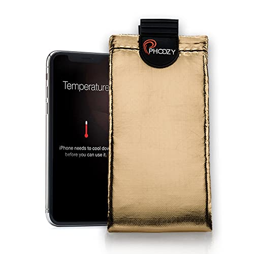 PHOOZY XP3 シリーズ 超頑丈 保温 電話ケース 断熱 防水 保護パッド入りポーチ 日差しから保護 バッテリー安全収納 ポケット マルチアタッチメント ストラップ イリジウム ゴールド M