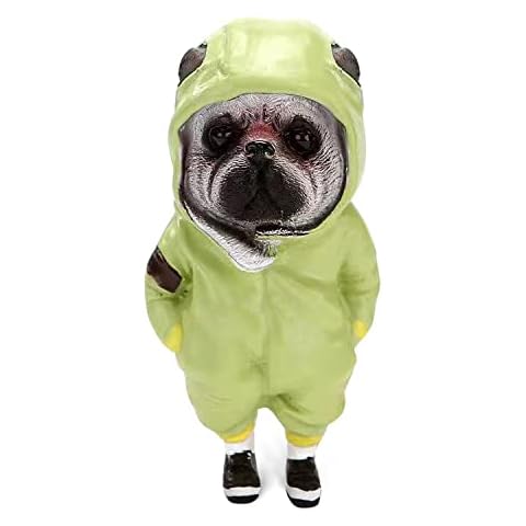 KUMAYES Estatuilla de Perro Estatua Perro de Dibujos Animados Chihuahua Pug Decoración hogareña Figura Decorativa Escultura Creativa Moderna (Verde) Cover