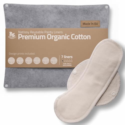 Image of Made in EU - Ultra-Thin Reusable Panty Liners (Medium, 7-Pack) - High-Temp Washable Cloth Panty Liners for Women - Durable & Breathable Organic Cotton Keeps You Fresh & Dry for Daily Vaginal Discharge