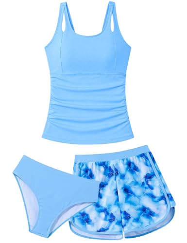 Image of TUONROAD Girls 3pcs Tankini Swimsuit Size 11-16 Bathing Suits for Teens