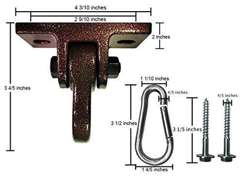 ABUSA Heavy Duty Bronze Swing Hangers Screws Bolts Included Over 5000 lb Capacity Playground Porch Yoga Seat Trapeze Wooden Sets Indoor Outdoor (4 Pack) by ABUSA - Image 4