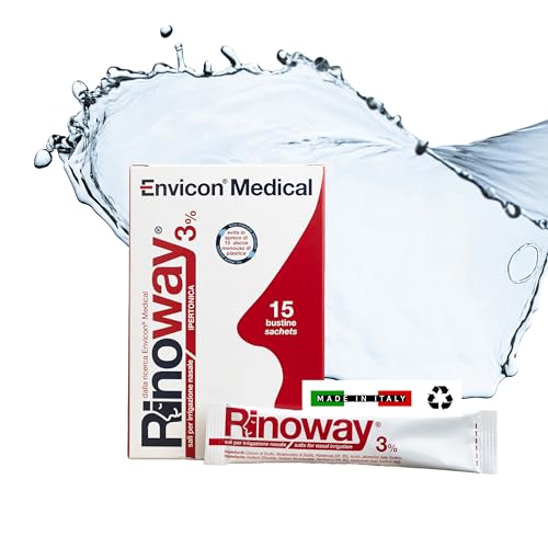 Envicon Rinoway® Sali Ipertonici per Lavaggi Nasali 3% - Polvere per Irrigazione Nasale – 15 Bustine da 7,5 g - Decongestionante Nasale per Respirare Meglio dal Naso e Alleviare il Raffreddore