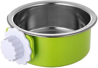 Ordermore Crate Bowl,Stainless Steel Removable Hanging Food Water Bowl Cage Coop Cup