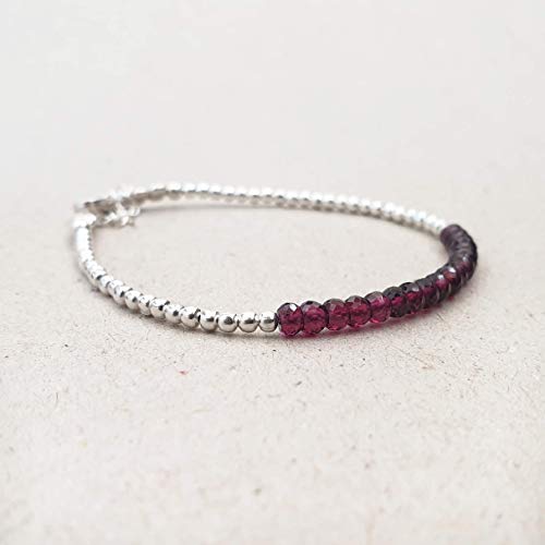 Garnet Bracelet For Women In Sterling Silver Beads January Birthstone Jewelry Crystal Healing Gemstone For Her Gift Ideas #TOP4