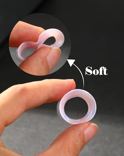 Jewseen 20Pcs Silicone Tunnels Random Colors Silicone Gauges Double Flared Ear Tunnels Flexible Ear Gauges 6g-1''4