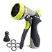 Garden Hose Spray Nozzle Metal Water Nozzle High Pressure Hand Sprayer with 8 Patterns Adjustable,5 Washers for Watering Plants, Cleaning Car Wash and Washing Dogs- Homdox