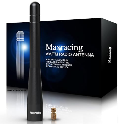 MAXRACING Short Truck Antenna Compatible with 2007-2025 GMC Sierra 1500 / Carwash Safe/Aluminum Replacement Antenna Topper