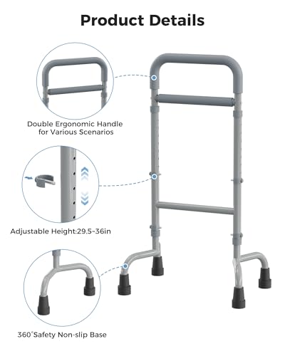 Stand Assist Aid for Elderly, Walking Support Mobility Aid, Height Adjustable Standing Aid for Balance, Portable Assistive Device for Elderly Mobility, Gray - Image 7