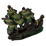 Décoration nautique : la figurine de voilier et le décor d'aquarium en forme de bateau créent un effet saisissant, transformant votre aquarium en une pièce maîtresse de votre décoration sur le thème des pirates. décorations de pour aquarium, scène marine pour aquarium
