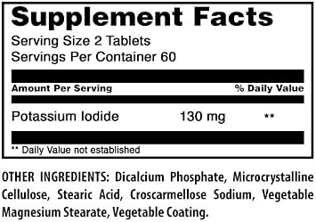 Amazing Formulas Potassium Iodide Supplement | 130 Mg | 120 Tablets | Non-GMO | Gluten-Free | Made in USA
