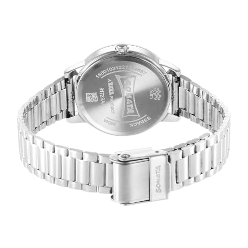 Image of Sonata Plain 3 Hands Metal Pink Round Dial Steel Colour Stainless Steel Strap Womens Watch - 8172SM06