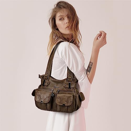 Image of KL928 Women's Large Purses Handbags PU Leather Multi-Pocket Shoulder Bag | Large
