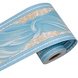 SimpleLife4U Blue Bowknot Pattern Removable Wallpaper Border Self Adhesive Stciker Kitchen Bathroom Wall Decor