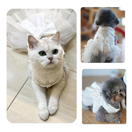 Dog Dress Wedding Outfits, Princess Lace Tutu Strappy Skirt for Female Puppy Small Medium Dogs Girl Cats Costume (Embroidery Dress, X-Small) - Image 3