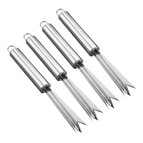 CHICAMPERA 4piezas Cuchillos y Tenedores Para Piña De Acero Inoxidable Pelador y Removedor De Ojos Para Fruta Práctico y Fácil De Usar Cocina Doméstica y Actividades Al Aire