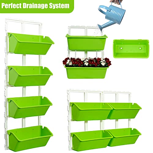 Sunreek 8 Pockets Vertical Garden Wall Planter Tower Raised Beds Hanging Planter Wall Mounted Flower Beds For Flowers Vegetables Herb (Green) #TOP2