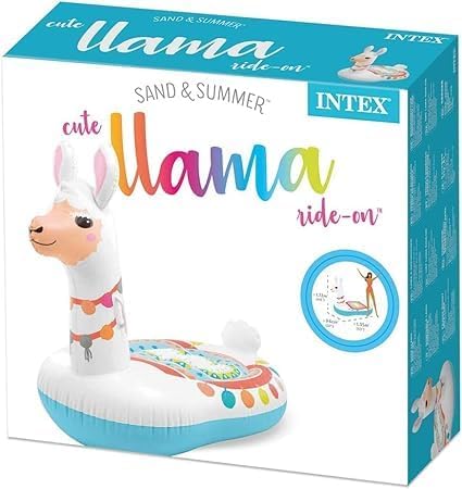 Image of Ride-On Air Inflatable Swimming Pool Float| Children Safety Rider Tube for Water Fun |Floater Raft Lounger Mattress Ring for Kids & Adults with Handles (Age 3+) (Llama)